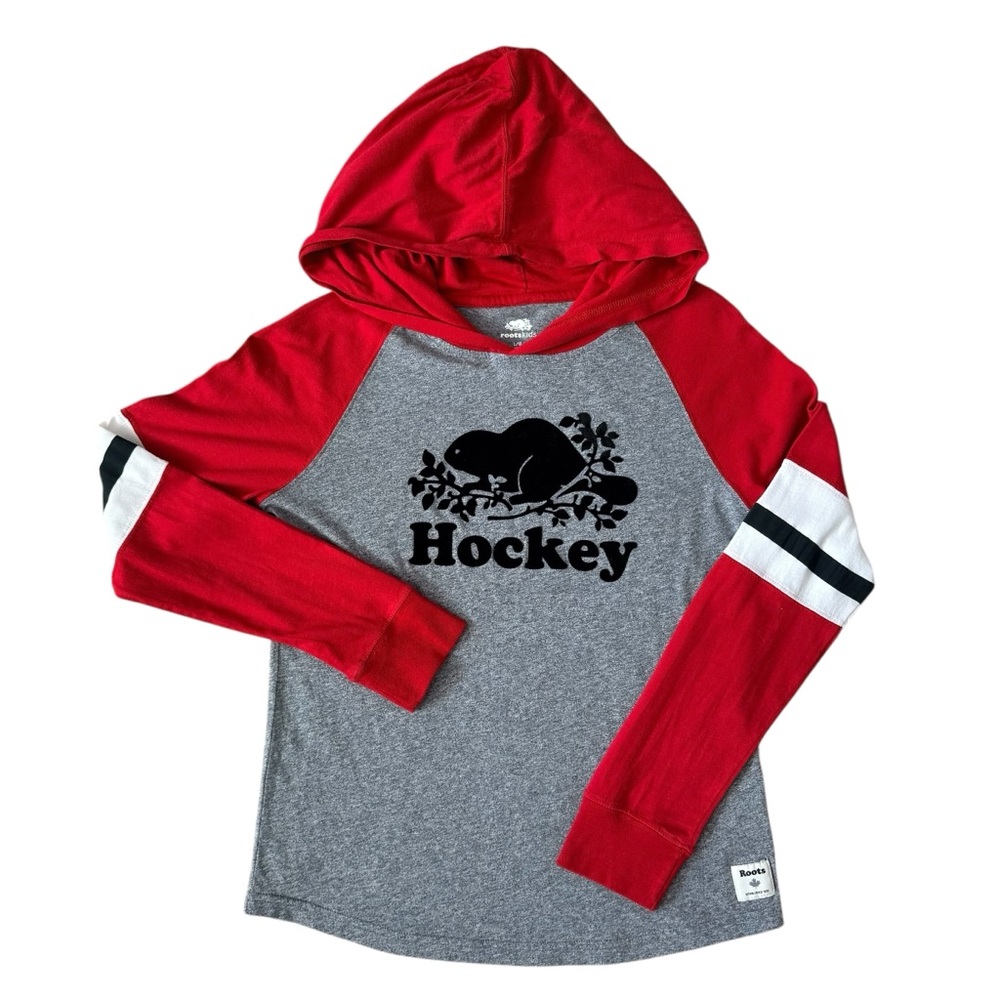 Roots Boy Hockey Hooded Long Sleeve Shirt